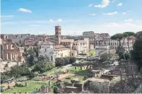  ??  ?? Above the Forum are views of the Colosseum, the Arch of Titus and the Via Sacra, the central axis of the Forum.