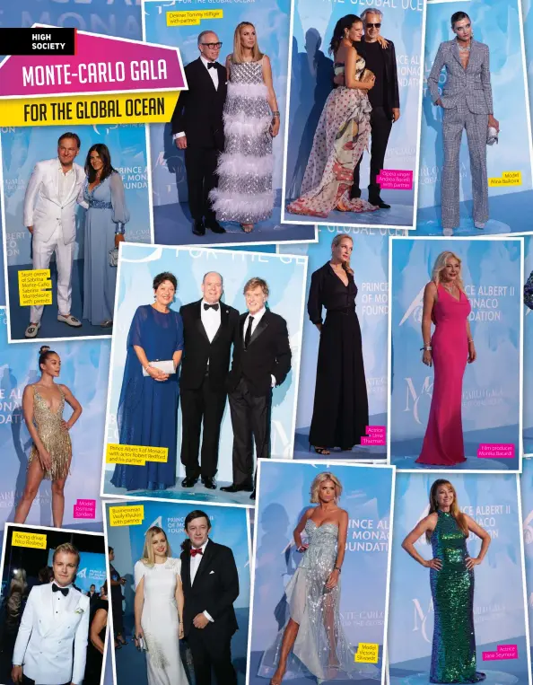  ??  ?? Store owner of Sabrina Monte-Carlo Sabrina Monteleone with partner
Racing driver Nico Rosberg
Model Jasmine Sanders
Prince Albert II of Monaco with actor Robert Redford and his partner
Businessma­n Vasily Klyukin with partner with partner
Model Victoria Silvstedt
Opera singer Andrea Bocelli with partner
Actrice Uma Thurman
Model Alina Baikova
Film producer Monika Bacardi
Actrice