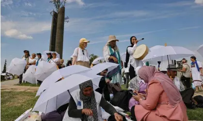  ?? Photograph: Menahem Kahana/AFP/Getty Images ?? Activists from the Israeli Women Wage Peace and the Palestinia­n Women of the Sun movements gather in Jerusalem on 4 October 2023, just before the current crisis erupted.