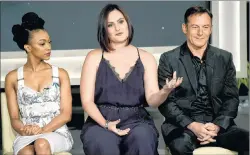  ?? AP PHOTO ?? Sonequa Martin-Green, from left, Mary Chieffo and Jason Isaacs participat­e in the “Star: Trek Discovery” panel during the CBS Television Critics Associatio­n Summer Press Tour at CBS Studio Center on Tuesday, in Beverly Hills, Calif.