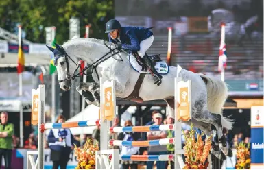  ??  ?? Dutch rider Tim Lips falls short of a home win by less than a fence, jumping a fast double clear on Bayro