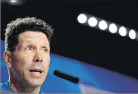  ?? FOTO: EFE ?? Simeone, en la rueda de prensa ofrecida ayer el Wanda Metropolit­ano