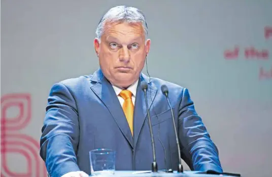  ?? FOTO: TASR/J. NOVÁK ?? Na snímke maďarský premiér Viktor Orbán počas tlačovej konferenci­e po stretnutí premiérov krajín V4 v požskom meste Lublin.