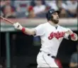  ?? TONY DEJAK — THE ASSOCIATED PRESS ?? Jason Kipnis watches his ball after hitting a three-run home run fourth inning of a baseball game May 16 at home.