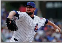  ??  ?? Chicago starter Jon Lester AP/CHARLES REX ARBOGAST was tagged for 8 earned runs on 7 hits with 5 walks over 3 innings Friday as the Cubs lost to the St. Louis Cardinals 18-5 at Wrigley Field in Chicago.