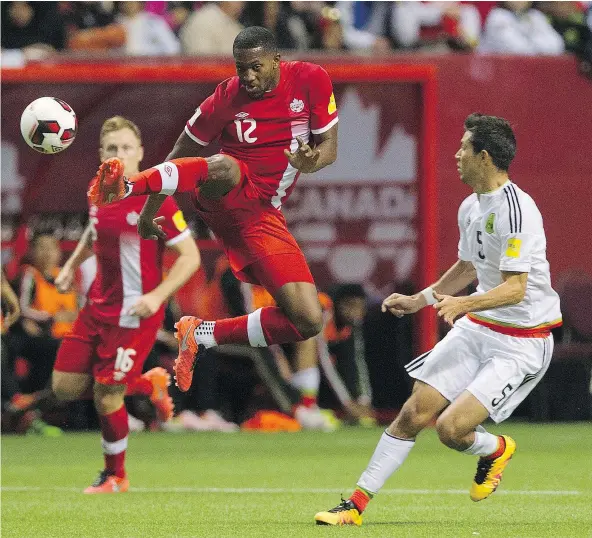  ?? GERRY KAHRMANN/PNG FILES ?? Doneil Henry, shown playing for Canada at B.C. Place in March of 2016, was back in a competitiv­e match for the first time in 15 months on Thursday playing with the Vancouver Whitecaps against Iwaki FC in Honolulu.