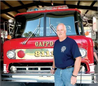  ?? SALLY CARROLL/MCDONALD COUNTY PRESS ?? Goodman Fire Chief Keith Estes proudly serves in his all-volunteer position, leading a team of firemen who respond to protect their community. During his five-year tenure, Estes has built a strong team, provided leadership in the aftermath of a tornado and successful­ly moved operations into a new facility without an increase to taxpayers.
