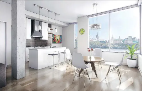  ?? PHOTOS: WINDMILL DEVELOPMEN­T GROUP ?? Kanaal’s name stems from its location: It’s right on the Ottawa River. The south-facing suites have gorgeous views of the waterfront, while the suites facing north look onto a European square and plaza.