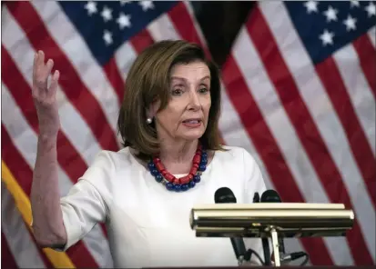  ?? ROD LAMKEY — POOL VIA THE ASSOCIATED PRESS ?? Speaker of the House Nancy Pelosi of Calif., speaks during her weekly press conference, on Jan. 20, 2022 at the Capitol in Washington.