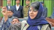  ?? PTI ?? Chief minister Mehbooba Mufti addressing the state assembly on the last day of the budget session in January on Monday.