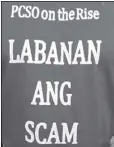  ??  ?? PCSO employees wore shirts bearing these words last Friday in what was seen as a protest against new board member Sandra Cam. Image taken from PCSO deputy spokesman Florante Solmerin’s Facebook post.