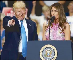  ?? EPA ?? First lady Melania Trump introduces US President Donald Trump before his speech during a ‘Make America Great Again’ rally in Ohio on Tuesday.