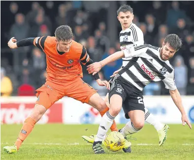  ?? Picture: SNS Group. ?? Blair Spittal battles with Ross Docherty in last weekend’s draw at Ayr.