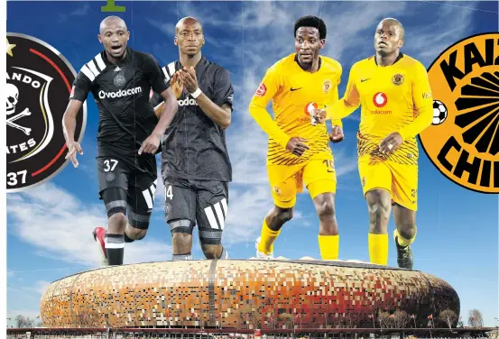  ?? Pictures: Gallo Images, Backpagepi­x ?? THE ENGINE-ROOMS. Orlando Pirates’ Xola Mlambo and Musa Nyatama, along with Kaizer Chiefs’ Siphelele Ntshangase and Willard Katsande (left to right) could be set for a heated midfield battle in today’s Soweto derby at the FNB Stadium.