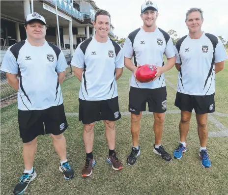  ?? Picture: MIKE BATTERHAM ?? Southport Sharks coaching panel (from left) Dane Carmody, Danny Stanley, Nathan Bock and Andrew Hayes.