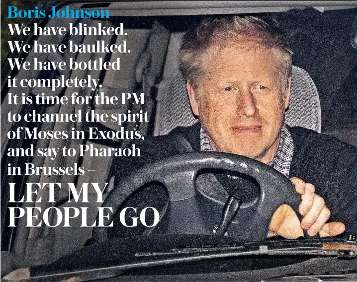  ??  ?? Boris Johnson leaving Chequers, the Prime Minister’s country retreat, after yesterday’s summit