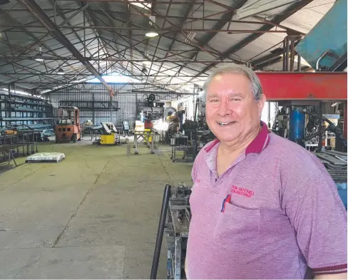  ??  ?? STEELY RESOLVE: Tom Mitchell from Tom Mitchell Engineerin­g in Scott St is retiring after 45 years in the same workshop.