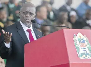  ?? DANIEL HAYDUK / AFP / GETTY IMAGES ?? Tanzania’s president John Magufuli asked Prime Minister Justin Trudeau to intervene in a dispute between Tanzania and a British company involving a Bombardier airliner.