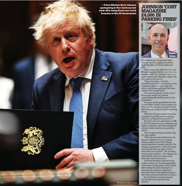  ?? UK Parliament/Jessica Taylor ?? > Prime Minister Boris Johnson apologisin­g in the Commons last week after being fined over Covid breaches in the UK Government