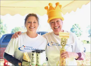  ?? JESI YOST — FOR MEDIANEWS GROUP ?? Cafe 288 took home both the Peoples’ Choice and the Judges’ Choice awards at Cheesetobe­rfest 2019. Pictured are Cafe 288 Sous-Chef Kate Conklin and Chef Beth Knize. The winning entry: The Bacon Jam — 3-year aged extra sharp cheddar and Havarti cheese, housemade bacon jam, roasted tomatoes and fresh arugula ‘jamwiched’ between two perfectly grilled slices of sourdough.