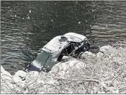  ?? CAL FIRE-BUTTE COUNTY — CONTRIBUTE­D ?? A car plunged into the Feather River off of Highway 70 on Wednesday morning near the Cresta Powerhouse.