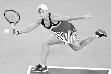  ??  ?? Australian Ashleigh Barty, last year’s runner-up in Wuhan, came storming out of the blocks to upset Wimbledon champion Angelique Kerber 7-5, 6-1. - AFP photo