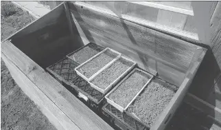  ??  ?? “A cold frame is really a ‘warm frame,’ ” writes Mark Cullen. “It sequesters solar energy as a greenhouse does, but in smaller space.” He suggests using a cold frame to sow mesclun mix, leaf lettuce, kale, Swiss chard or radishes.