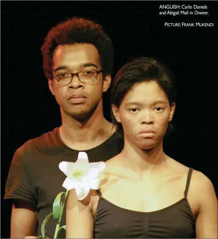  ?? PICTURE: FRANK MUKENDI ?? ANGUISH: Carlo Daniels and Abigail Meil in Onweer.