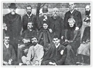  ?? NATIONAL GANDHI MUSEUM ?? Gandhi (right; sitting) with members of the Vegetarian Society, 1890. ■