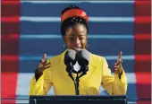  ?? PATRICK SEMANSKY — THE ASSOCIATED PRESS ?? American poet Amanda Gorman reads a poem during the 59th Presidenti­al Inaugurati­on at the U.S. Capitol in Washington.