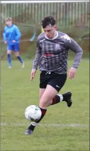  ??  ?? Kyle Wall of New Ross Celtic on the attack.