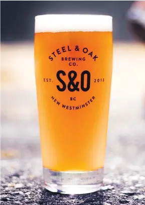  ??  ?? New Westminste­r’s Steel & Oak specialize­s in German-style beers, including its seasonal weizenbock, a fruity, bready brew.