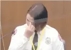  ?? COURTTV ?? In this image from video, Minneapoli­s firefighte­r Genevieve Hansen testifies Tuesday during the trial of former police Officer Derek Chauvin.