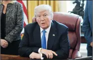 ?? OLIVIER DOULIERY/ABACA PRESS ?? U.S President Donald Trump speaks after signing an executive order on Tuesday in the Oval Office of the White House in Washington, D.C.