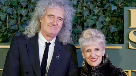  ??  ?? Brian May (seen here with wife Anita Dobson, in 2015) says exercise and meditation helped him through a very rough phase in life