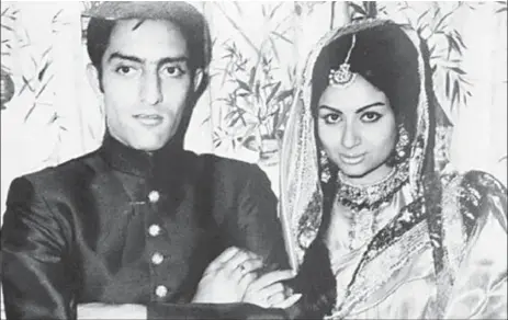  ??  ?? The Nawab of Pataudi and Bollywood film star Sharmila Tagore on their wedding day