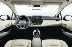  ?? TOYOTA ?? The 2020 Toyota Corolla features a slimmer instrument panel to create a more open feel in the cabin.