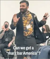  ?? ?? SAY WHAT? Chicago protest organizer Shabbir Rizvi leads a crowd in a chant of “marg bar America,” which sounds like “Death to America” in the Iranian language of Farsi.