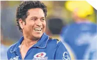  ??  ?? Sachin Tendulkar in jovial mood during his playing days with Mumbai Indians in Indian Premier league