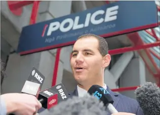  ?? PHOTO / NZME ?? Rogue National Party MP Jami-Lee Ross holding his press conference outside the Wellington Central Police Station after his interview with detectives on Wednesday.