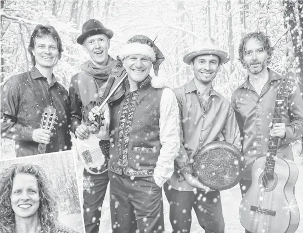  ?? [SUBMITTED] ?? The Sultans of String will be offering up a mix of traditiona­l and original festive music in their world-music style when their Christmas Caravan rolls into Kitchener’s Registry Theatre Sunday. They’re joined on the tour by singer Rebecca Campbell (inset).