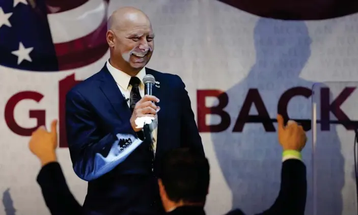  ?? Photograph: Carolyn Kaster/AP ?? Doug Mastriano, who won the primary contest for governor in Pennsylvan­ia. Mastriano was a key figure in the efforts to overturn the election in his state.