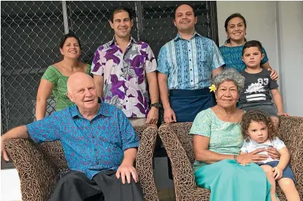  ??  ?? From back left, four siblings who helped out during Samoa’s measles emergency: Dr Sarah Leilua, Dr Sebastian Karalus, Dr Mosese Karalus and Miriam Karalus, who is in her final year of medical school in Auckland, with Mosese’s son Matteo, 5. In front are parents Noel and Elisapeta (Peta) Karalus, with Mosese’s son Gabriel, 2.