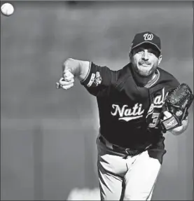  ?? JAMIE SQUIRE/GETTY ?? Nationals ace Max Scherzer will take the mound Tuesday in Game 1 of the World Series.