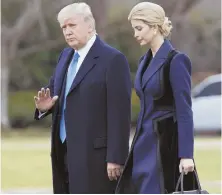  ?? AP FILE PHOTO ?? CHAMPION FOR WOMEN: Ivanka Trump, shown earlier this month with her father, President Trump, has been a vocal advocate for policies benefiting working women.