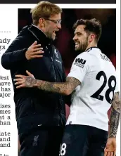  ??  ?? Oh Danny joy: Ings with Klopp at Bournemout­h on Sunday