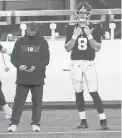  ?? ADAMHUNGER/AP ?? Giants quarterbac­k Daniel Jones looks on during a December game against the Arizona Cardinals in East Rutherford, New Jersey.