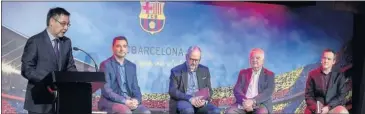  ??  ?? ACTO. Bartomeu, en la presentaci­ón del libro Barça, Cultura i Esport.