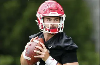  ?? JOHN BAZEMORE — THE ASSOCIATED PRESS FILE ?? Georgia quarterbac­k Jake Fromm throws a pass during the team’s first practice, in Athens, Ga.