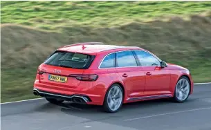  ??  ?? Audi’s 4WD means its power is delivered in a more sanitised manner explaining the same 4.1sec 0-100kph as the Merc; the C63 not only has more performanc­e but it also delivers it in a more engaging way.